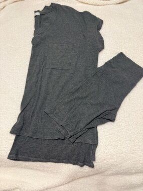 TALULAH Charcoal Ribbed Knit Shorts Set